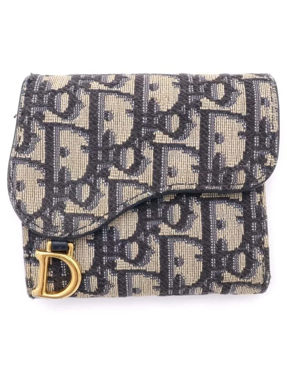 Dior Saddle Lotus Oblique Compact Wallet Beige